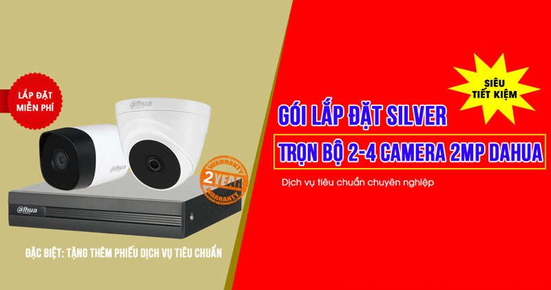 Trọn bộ 2 camera DAHUA HD1080P cho gia đình (SILVER D42019-1)
